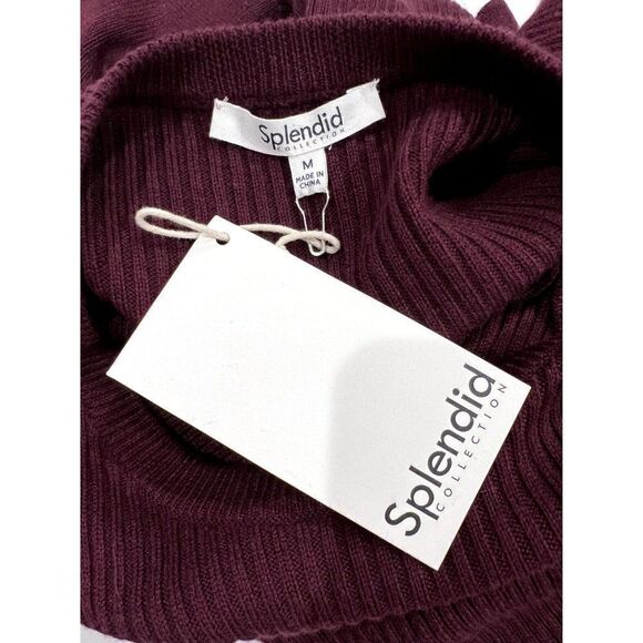 Splendid Collection NWT Puff Shoulder Sweater Dress in Aubergine Size M - Picture 5 of 6